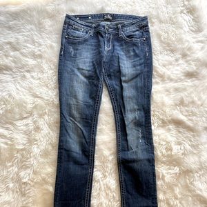 Express Rerock Skinny Distressed Medium Wash Denim Jeans Blue Size 6R